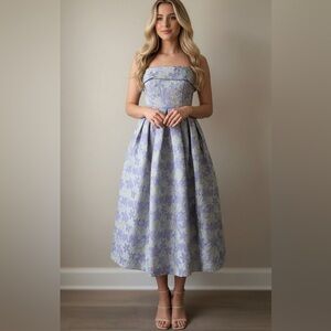 NWT Petal & Pup Rhea Strapless Midi Dress - Sage Floral - Size Small